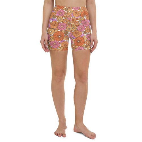 Lula Activewear Flower Power High Waisted Yoga Shorts