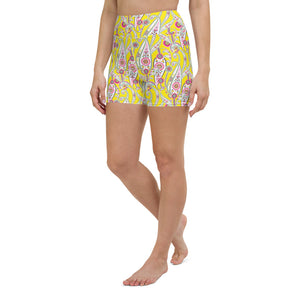 Lula activewear yellow paisley high waisted yoga shorts