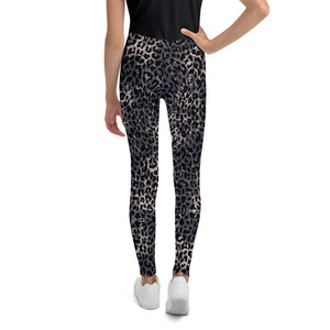 Leopard print youth leggings for girls