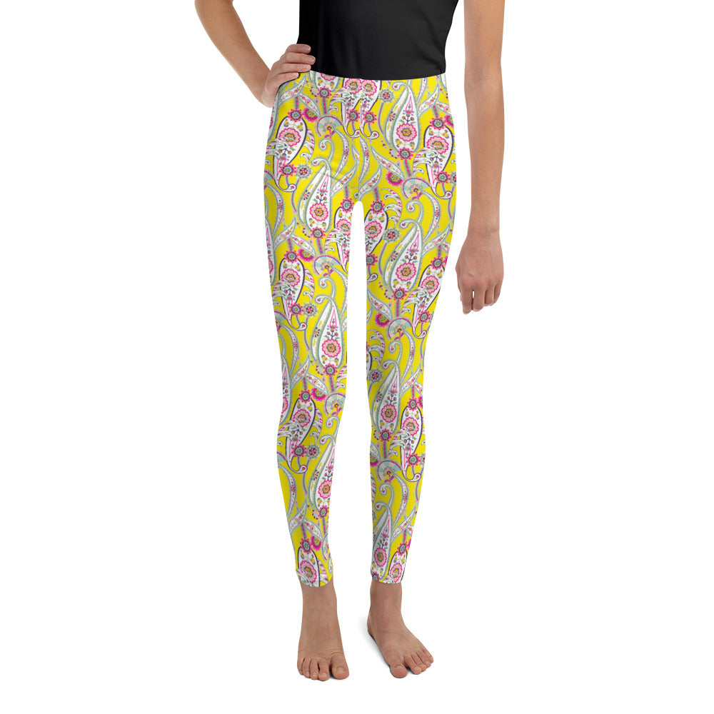 Yellow Paisley Youth Leggings