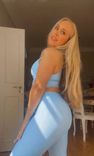 Load image into Gallery viewer, Powder Blue Longline sports bra