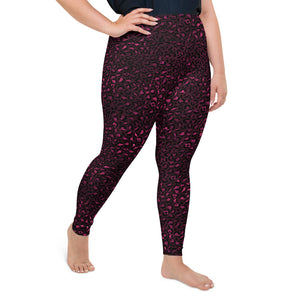 Burgundy leopard print plus size yoga leggings