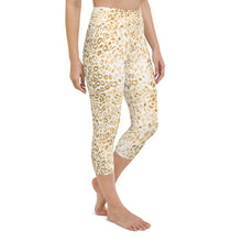 Load image into Gallery viewer, Gold Leopard Print High Waisted Capri Leggings