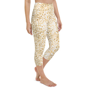 Gold Leopard Print High Waisted Capri Leggings