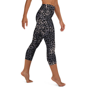 Lula Activewear Dark Leopard Print High Waisted Capri Pants