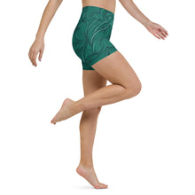 Load image into Gallery viewer, Green high waisted yoga shorts