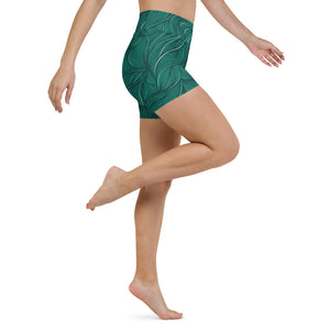Green high waisted yoga shorts