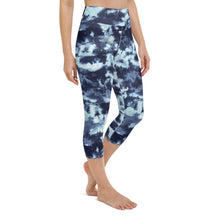 Load image into Gallery viewer, Blue tie dye high waisted capri leggings