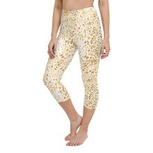 Load image into Gallery viewer, Gold Leopard Print High Waisted Capri Leggings