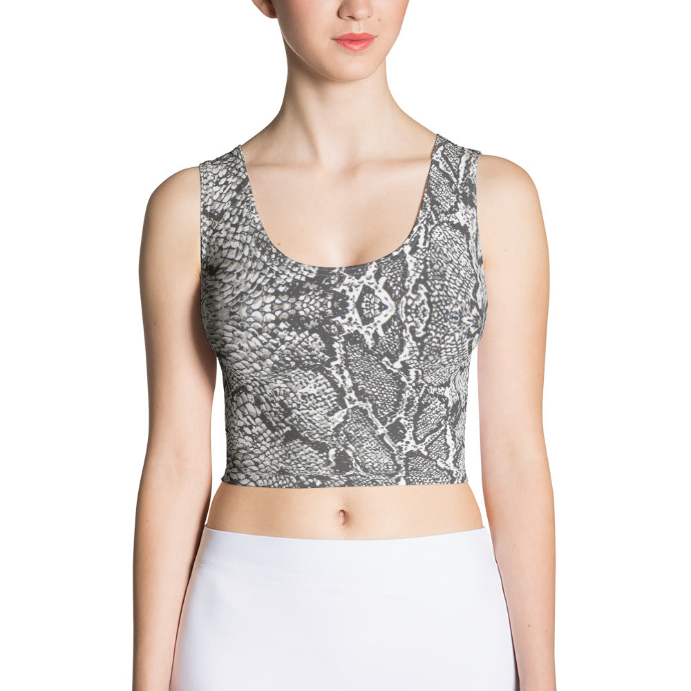 Snakeskin Print Fitted Crop Top