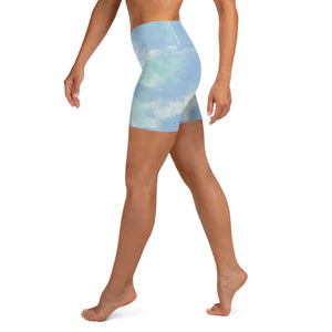 Aqua tie dye high waisted booty shorts