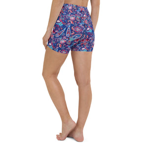 Blue Paisley High Waisted Shorts