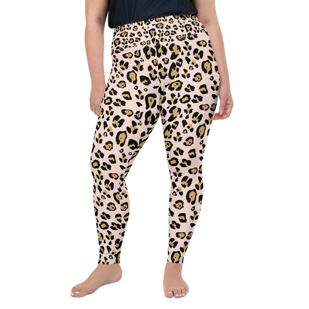 Pink Leopard Print Plus Size Leggings