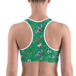 Lula Activewear green secret garden print sports bra