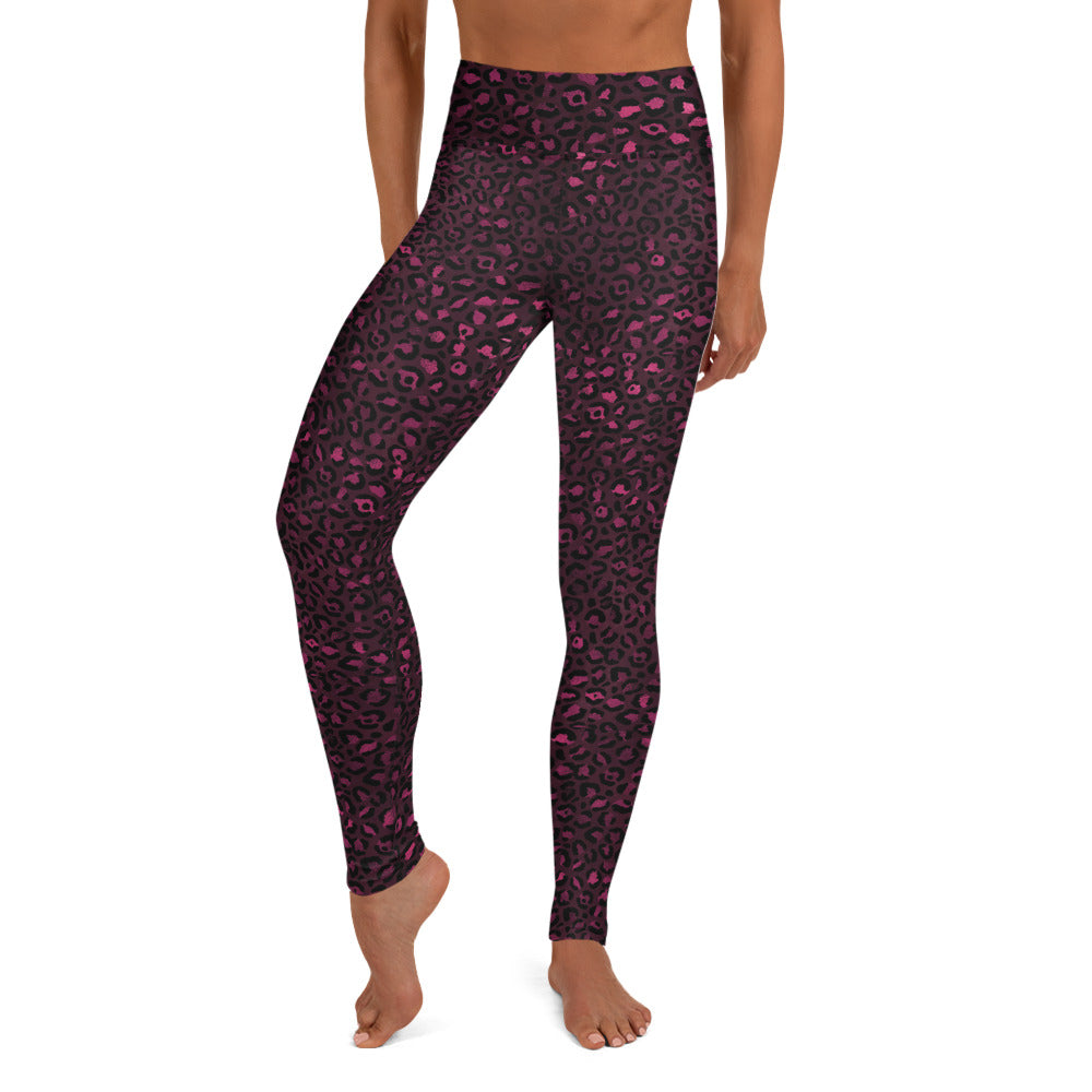 Burgundy Leopard Print High Waisted Leggings