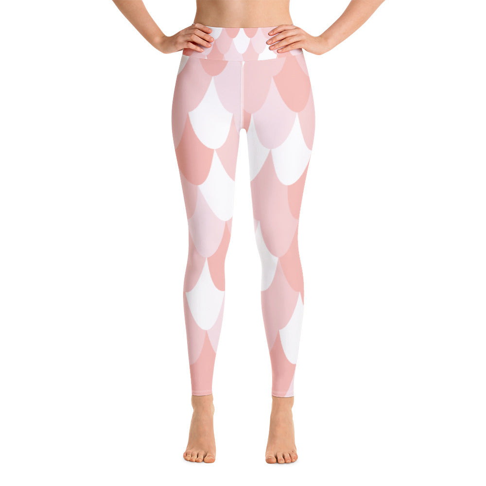 Pink Mermaid Leggings, Yoga leggings, High waisted Leggings