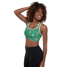 Load image into Gallery viewer, Lula Activewear Padded Green Secret Garden Print Sports Bra
