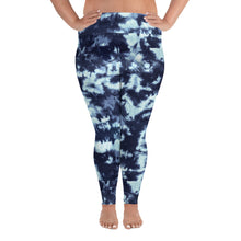 Load image into Gallery viewer, Tie dye blue plus size yoga leggings for women