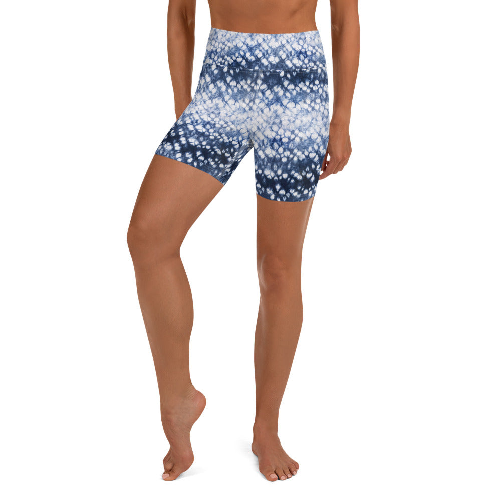 Blue yoga shorts for women