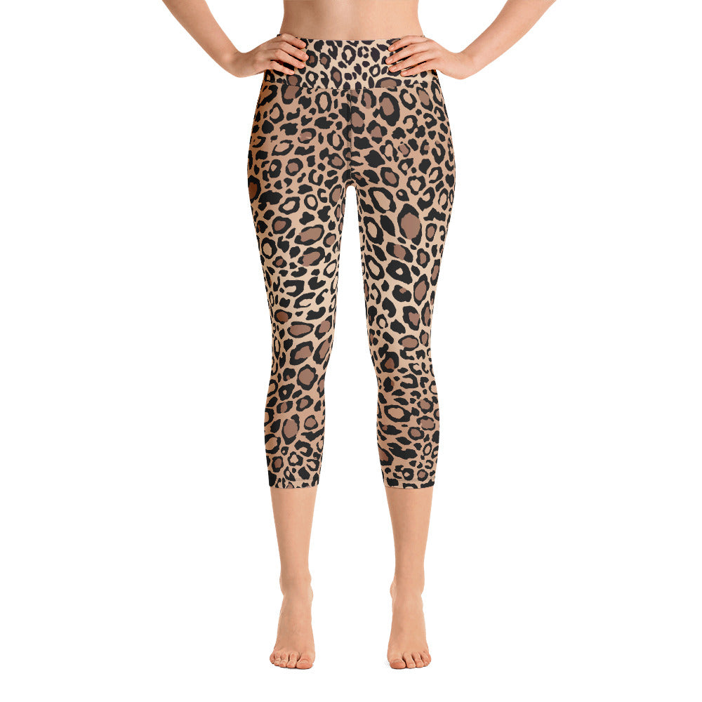 Lula Activewear Leopard Print High Waisted Capri Leggings