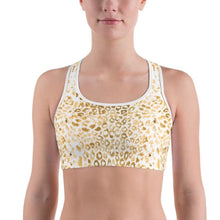 Load image into Gallery viewer, Gold Leopard Print Sports Bra
