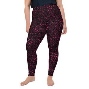 Burgundy leopard print plus size yoga leggings