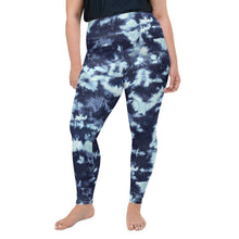 Load image into Gallery viewer, Tie dye blue plus size leggings for women