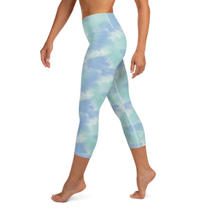 Aqua cropped yoga leggings for women
