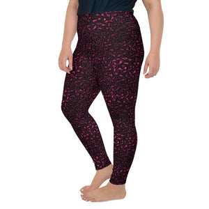 Burgundy leopard print plus size yoga leggings