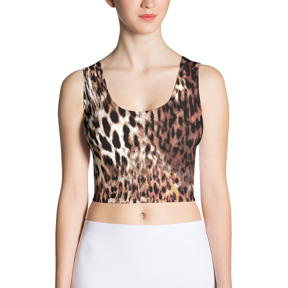 Leopard Print Cropped Yoga Top