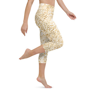 Gold Leopard Print High Waisted Capri Leggings