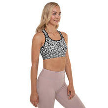 Load image into Gallery viewer, Black and White Leopard Print Padded Sports Bra