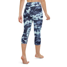 Load image into Gallery viewer, Blue tie dye high waisted capri leggings