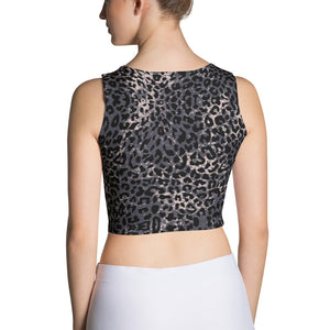Lula Activewear dark leopard print fitted yoga crop top