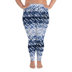 Blue plus size yoga leggings for women