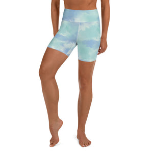 Aqua tie dye high waisted booty shorts