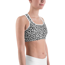 Load image into Gallery viewer, Black and White Leopard Print Sports bra