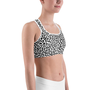 Black and White Leopard Print Sports bra