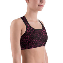 Load image into Gallery viewer, Burgundy leopard print sports bra