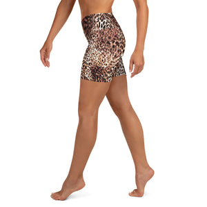 Leopard print high waisted booty gym yoga casual shorts