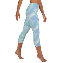 Load image into Gallery viewer, Aqua cropped yoga leggings for women