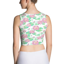 Load image into Gallery viewer, White Lotus Flower Fitted Crop Top