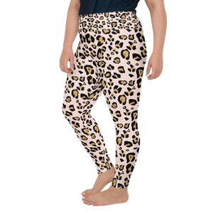 Pink Leopard Print Plus Size Leggings
