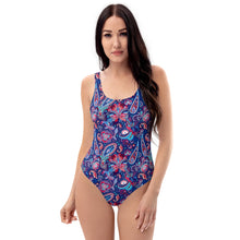 Load image into Gallery viewer, Blue one piece swimsuit for women