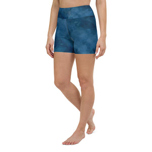Blue tie dye high waisted shorts