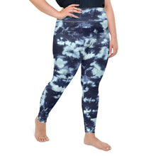 Load image into Gallery viewer, Tie dye blue plus size yoga leggings for women