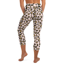 Load image into Gallery viewer, Pink Leopard Print High Waisted Gym Yoga Running Capri Leggings