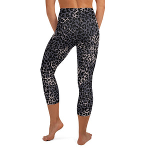 Lula Activewear Dark Leopard Print High Waisted Capri Yoga Tights