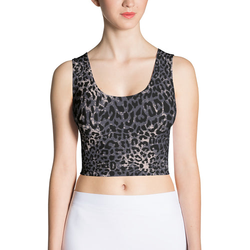 Lula Activewear dark leopard print fitted cropped yoga top
