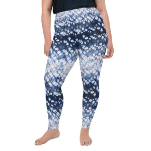 Blue plus size yoga leggings for women